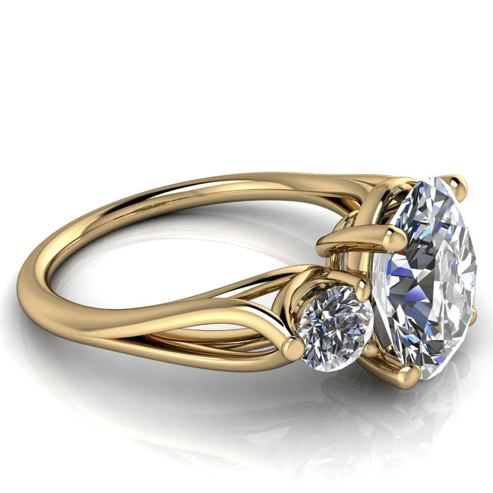 Marianna Oval Center Stone Diamond Side Under Bezel Split Shank Engagement Ring