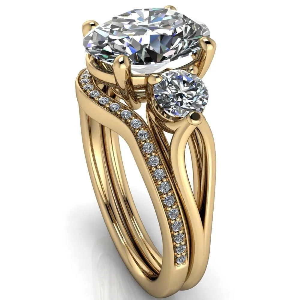 Marianna Oval Center Stone Diamond Side Under Bezel Split Shank Engagement Ring