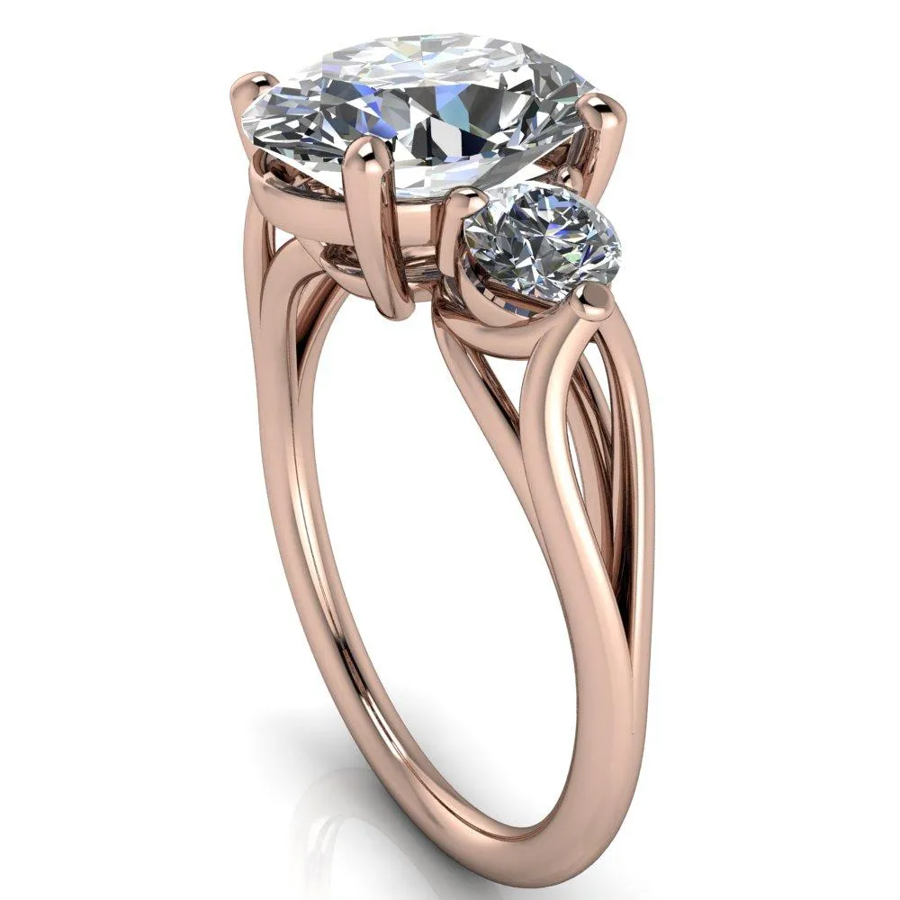 Marianna Oval Center Stone Diamond Side Under Bezel Split Shank Engagement Ring