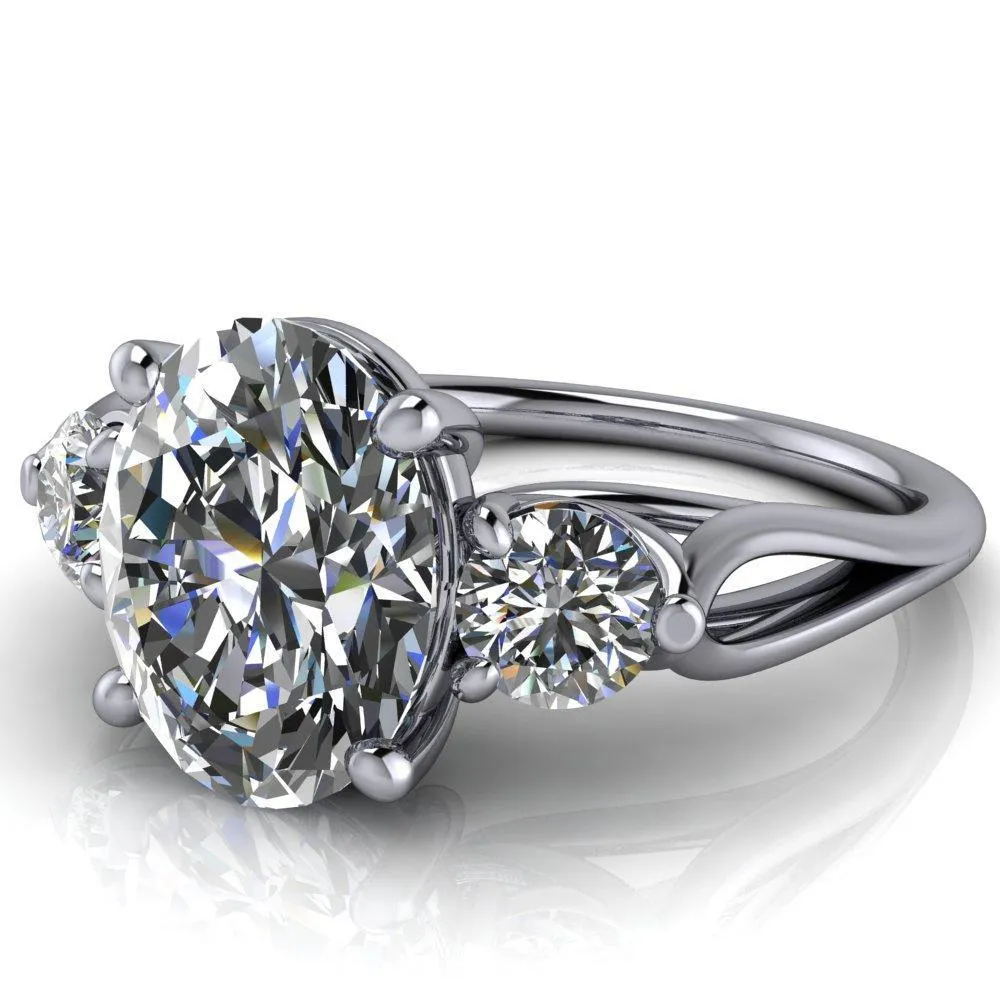 Marianna Oval Center Stone Diamond Side Under Bezel Split Shank Engagement Ring
