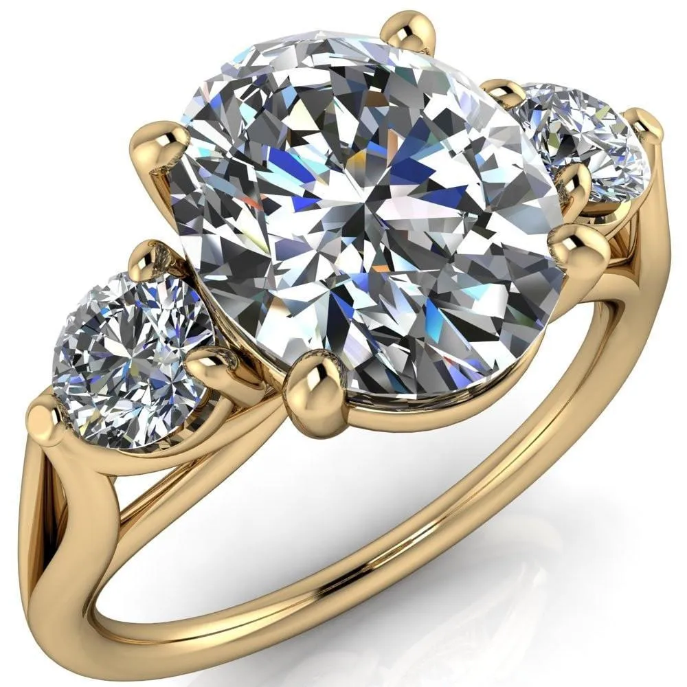 Marianna Oval Center Stone Diamond Side Under Bezel Split Shank Engagement Ring