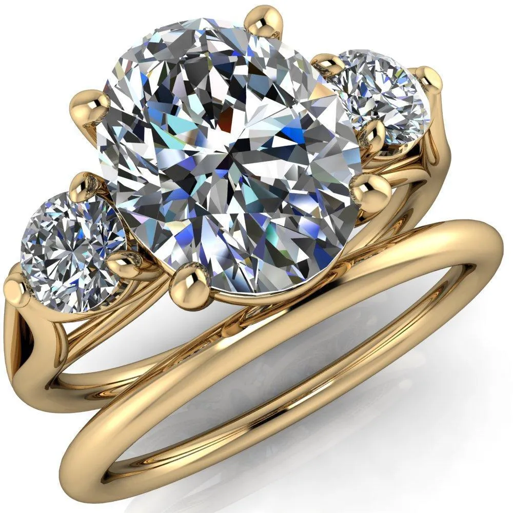 Marianna Oval Center Stone Diamond Side Under Bezel Split Shank Engagement Ring