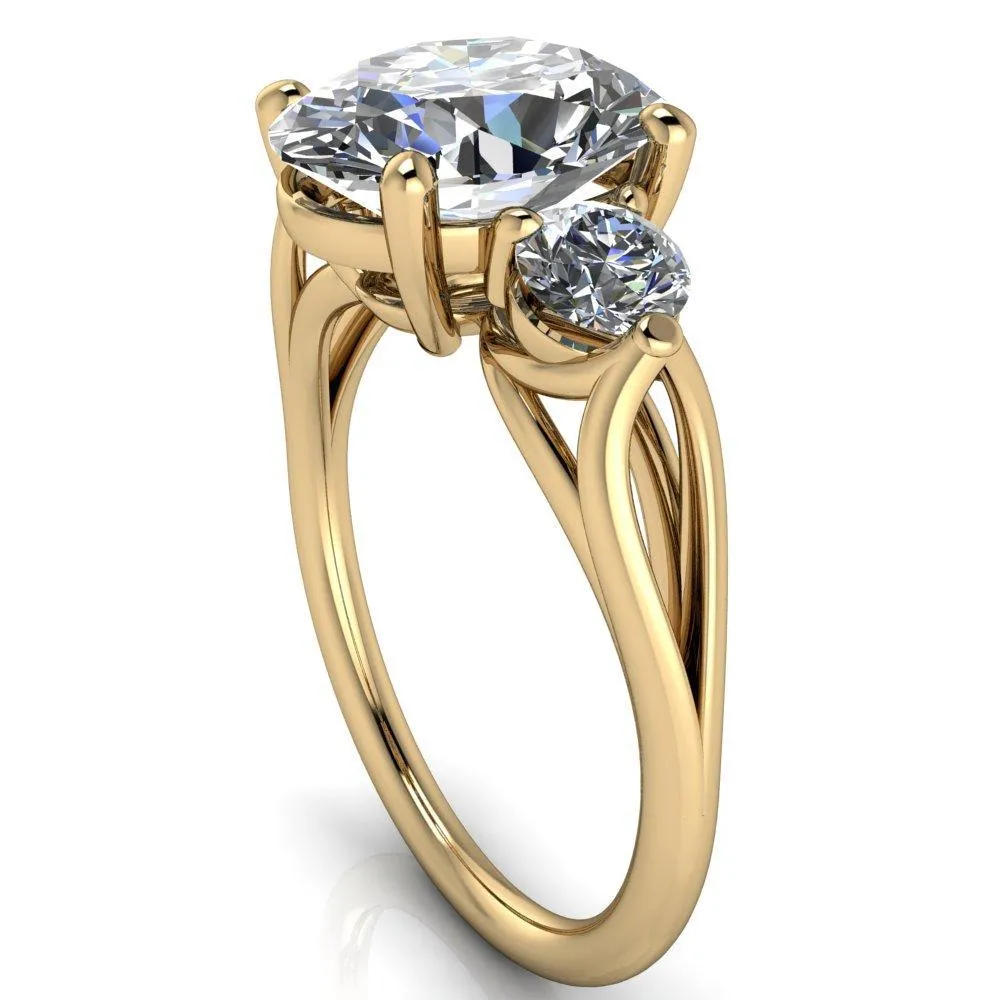 Marianna Oval Center Stone Diamond Side Under Bezel Split Shank Engagement Ring