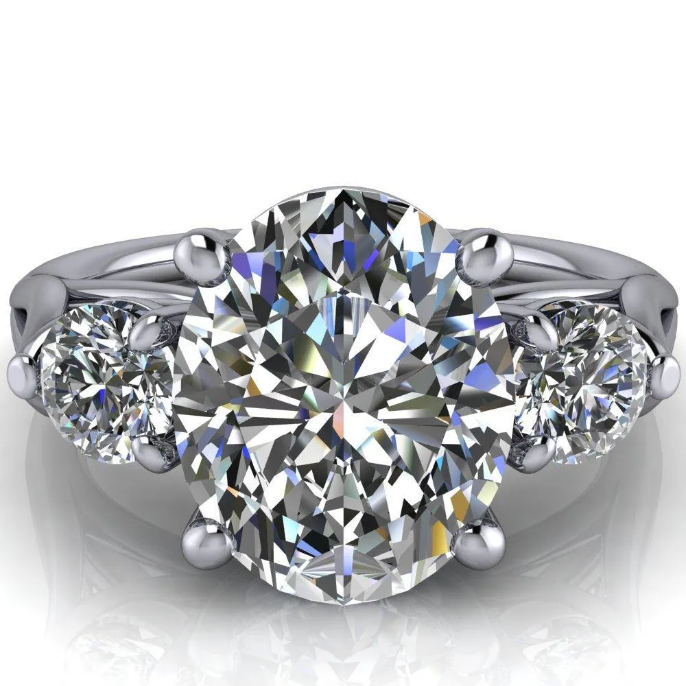 Marianna Oval Center Stone Diamond Side Under Bezel Split Shank Engagement Ring