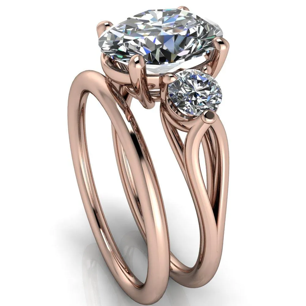 Marianna Oval Center Stone Diamond Side Under Bezel Split Shank Engagement Ring