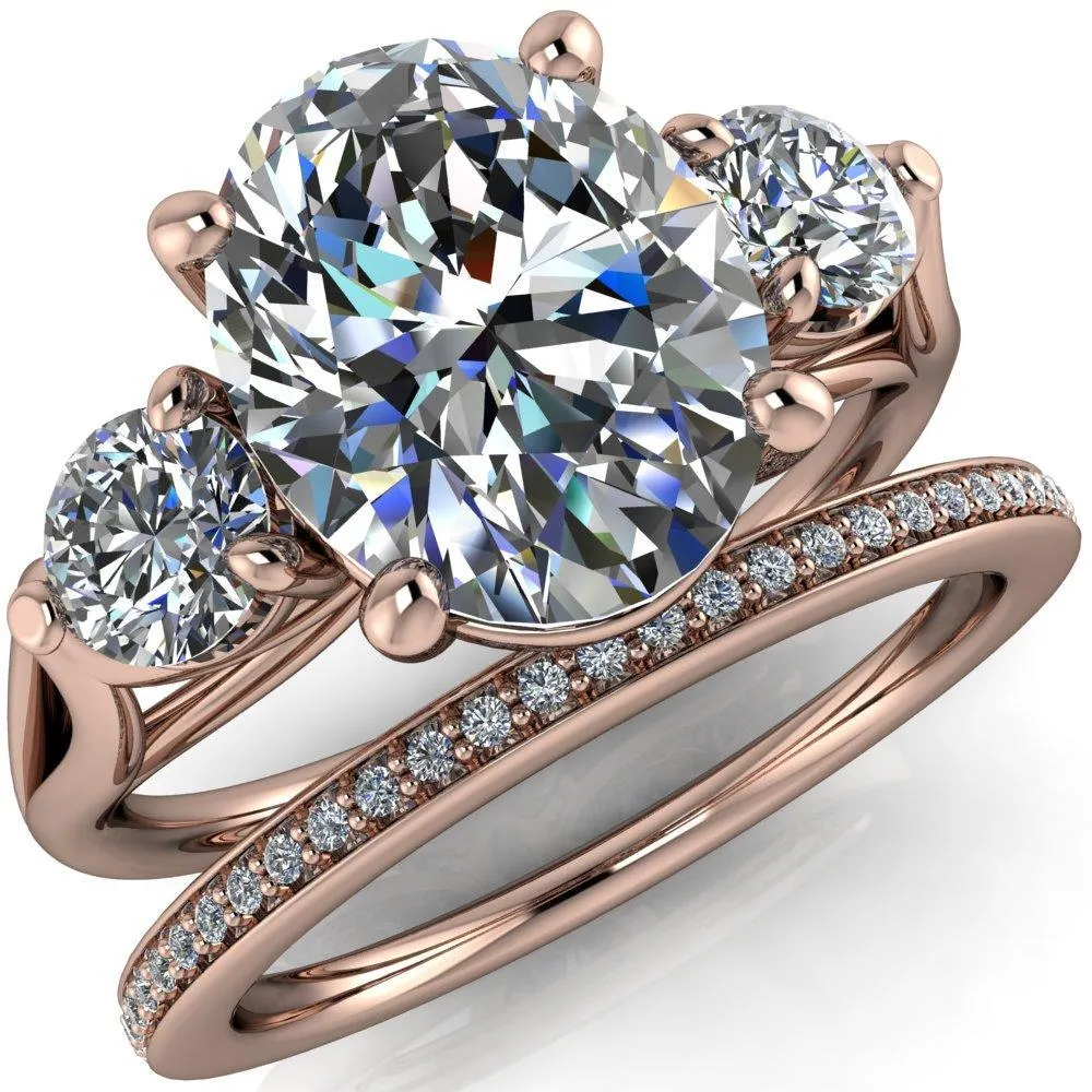 Marianna Oval Center Stone Diamond Side Under Bezel Split Shank Engagement Ring