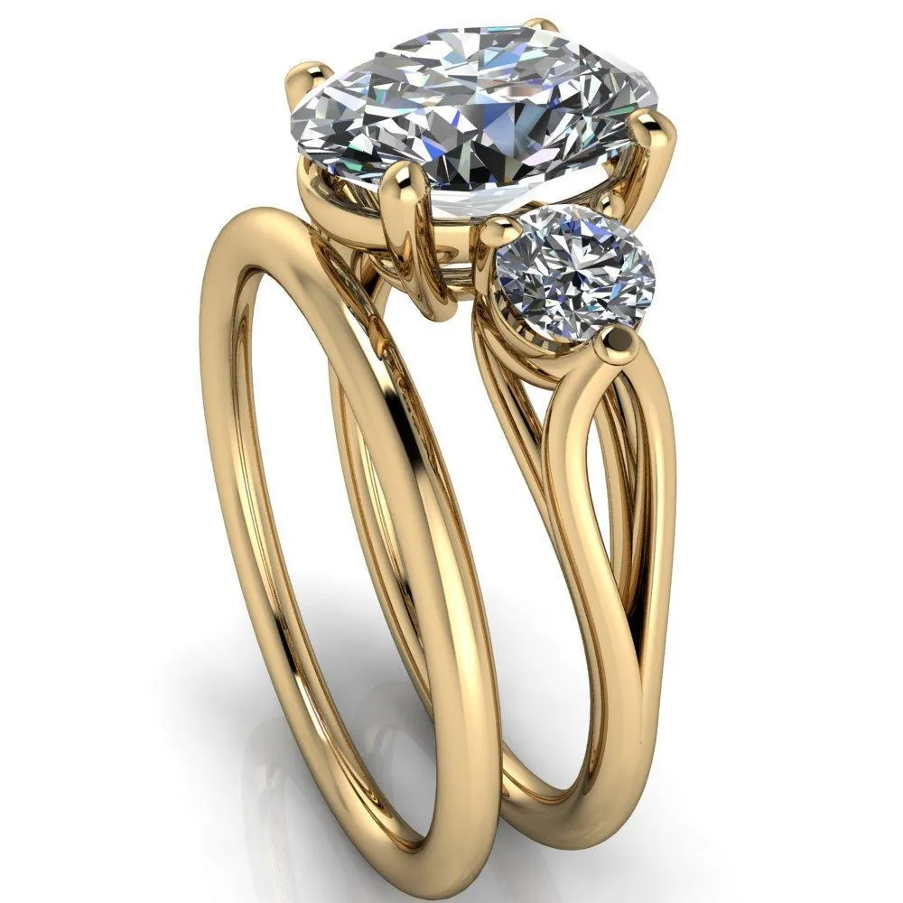 Marianna Oval Center Stone Diamond Side Under Bezel Split Shank Engagement Ring