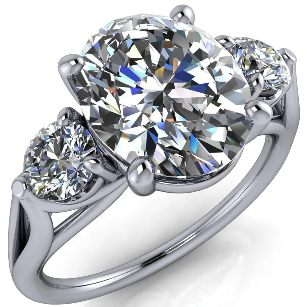 Marianna Oval Center Stone Diamond Side Under Bezel Split Shank Engagement Ring