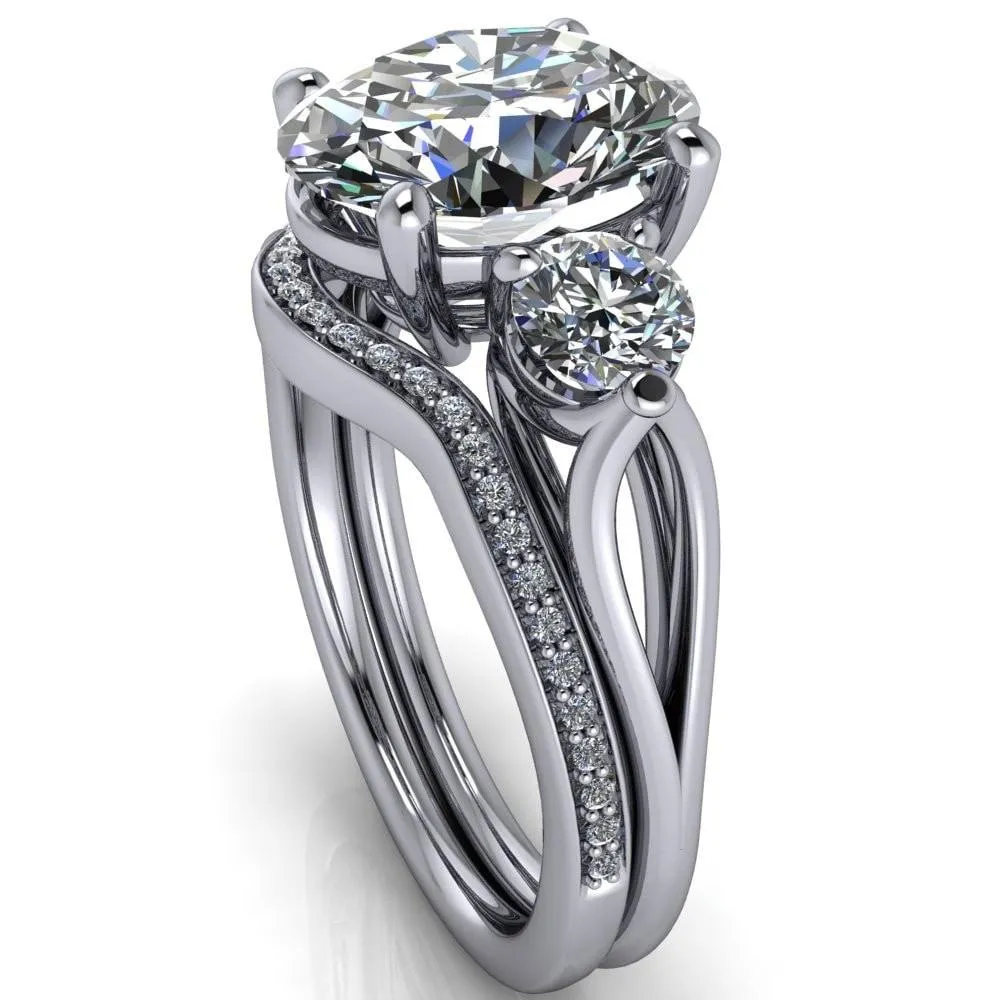 Marianna Oval Center Stone Diamond Side Under Bezel Split Shank Engagement Ring