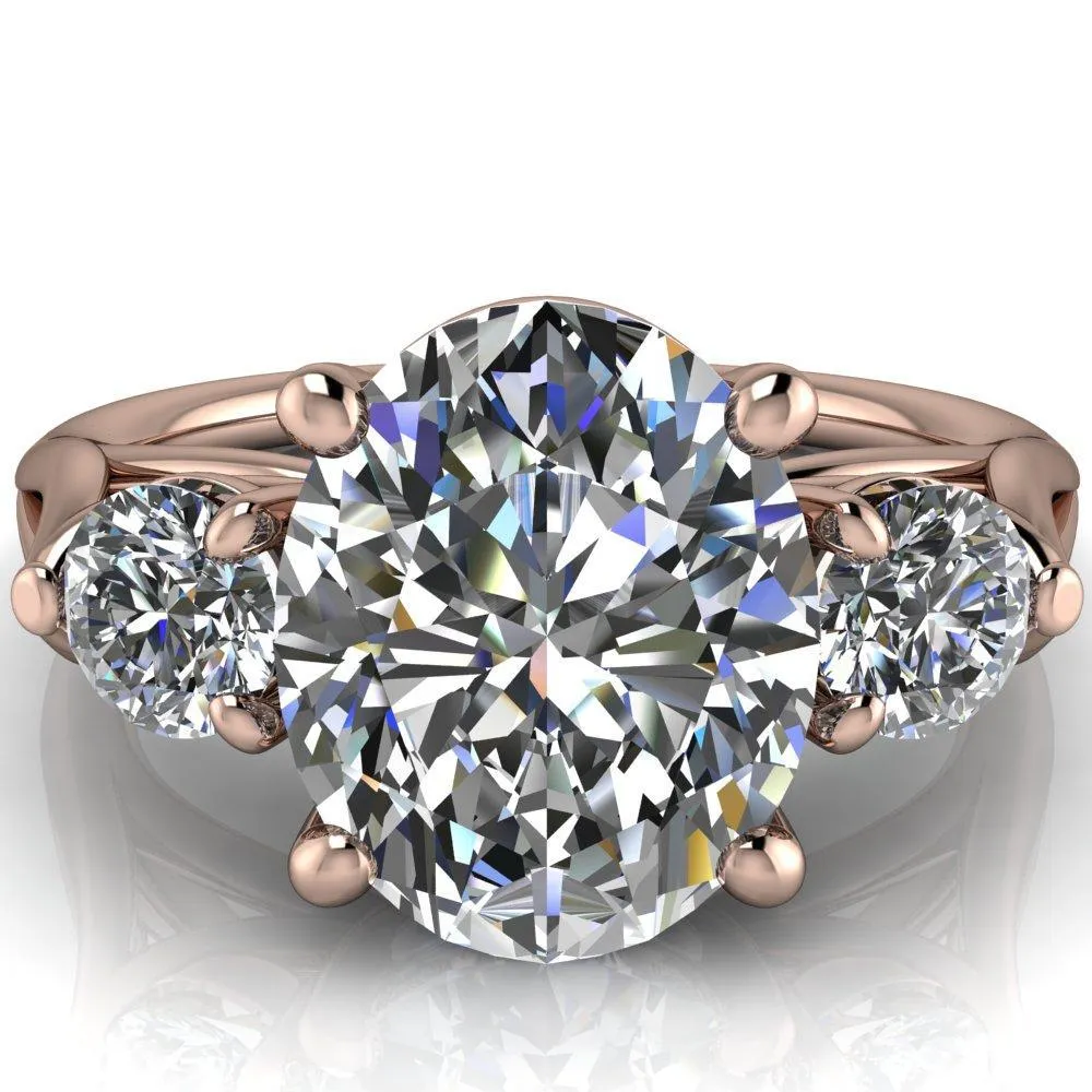 Marianna Oval Center Stone Diamond Side Under Bezel Split Shank Engagement Ring