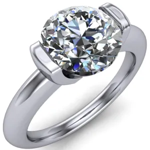 Marika Round Center Stone Shaped U Gallery with Upper and Lower Rail Set Solitaire Ring