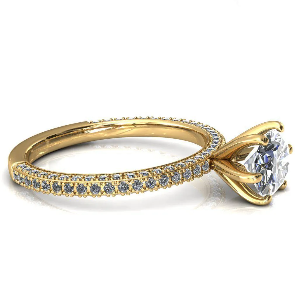 Mariyah Oval Center Stone East-West 6 Prong 3/4 Eternity 3 Sided Diamond Shank Engagement Ring