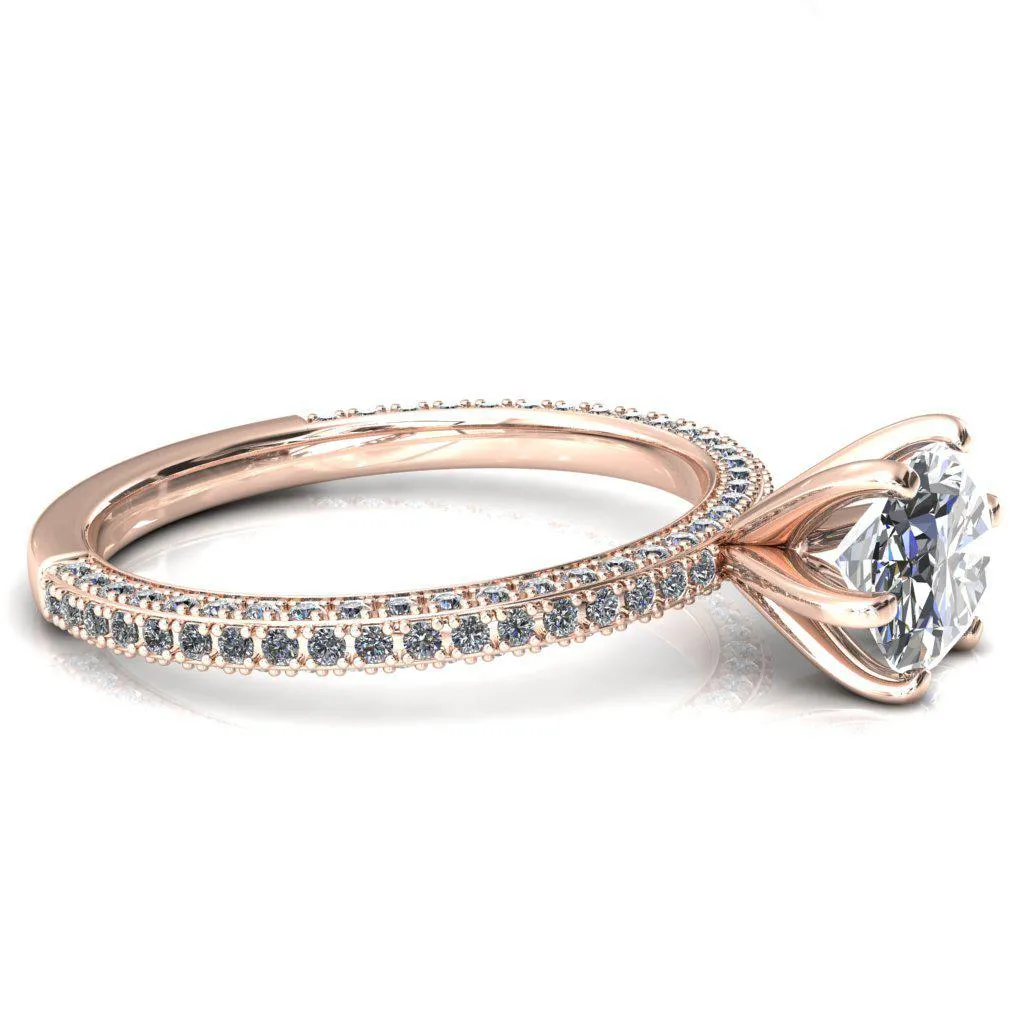 Mariyah Oval Center Stone East-West 6 Prong 3/4 Eternity 3 Sided Diamond Shank Engagement Ring