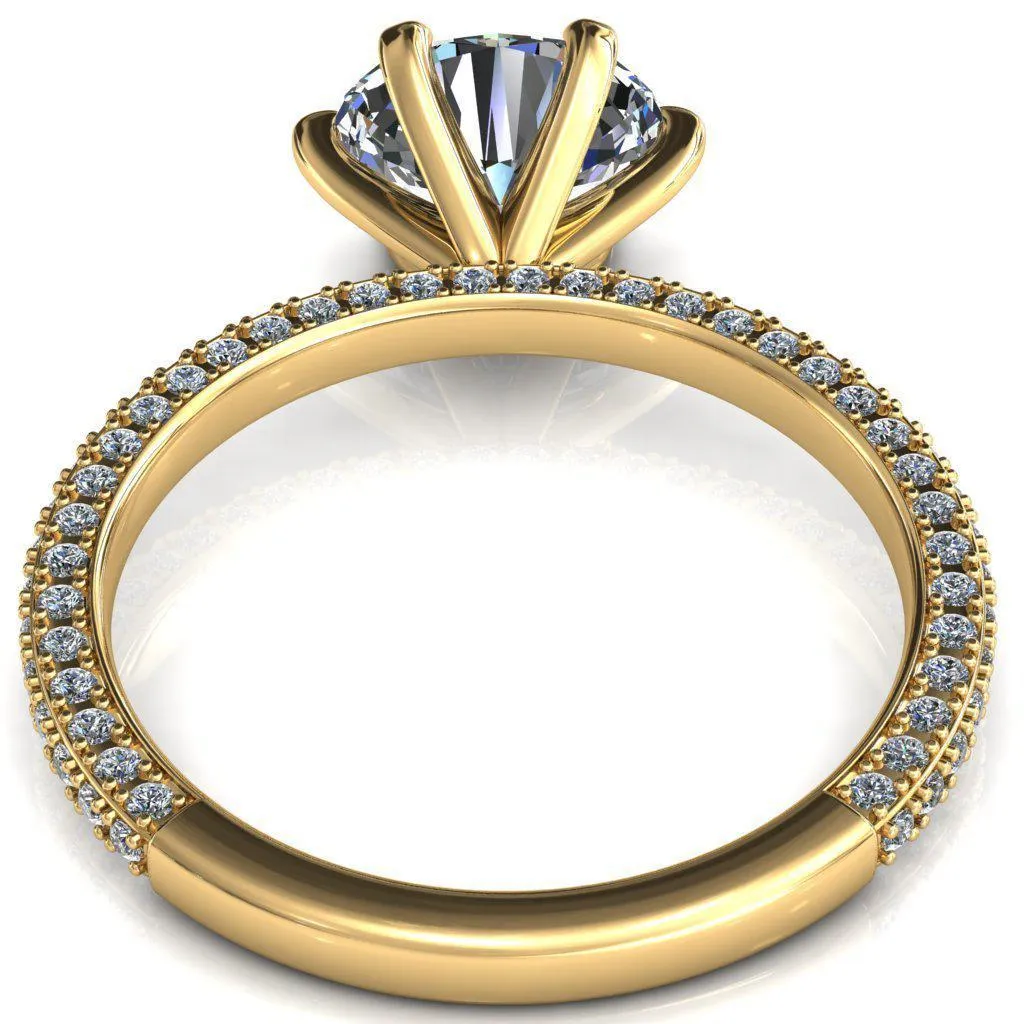 Mariyah Oval Center Stone East-West 6 Prong 3/4 Eternity 3 Sided Diamond Shank Engagement Ring