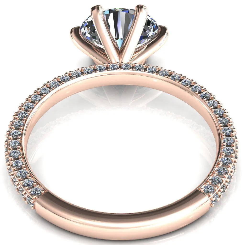 Mariyah Oval Center Stone East-West 6 Prong 3/4 Eternity 3 Sided Diamond Shank Engagement Ring