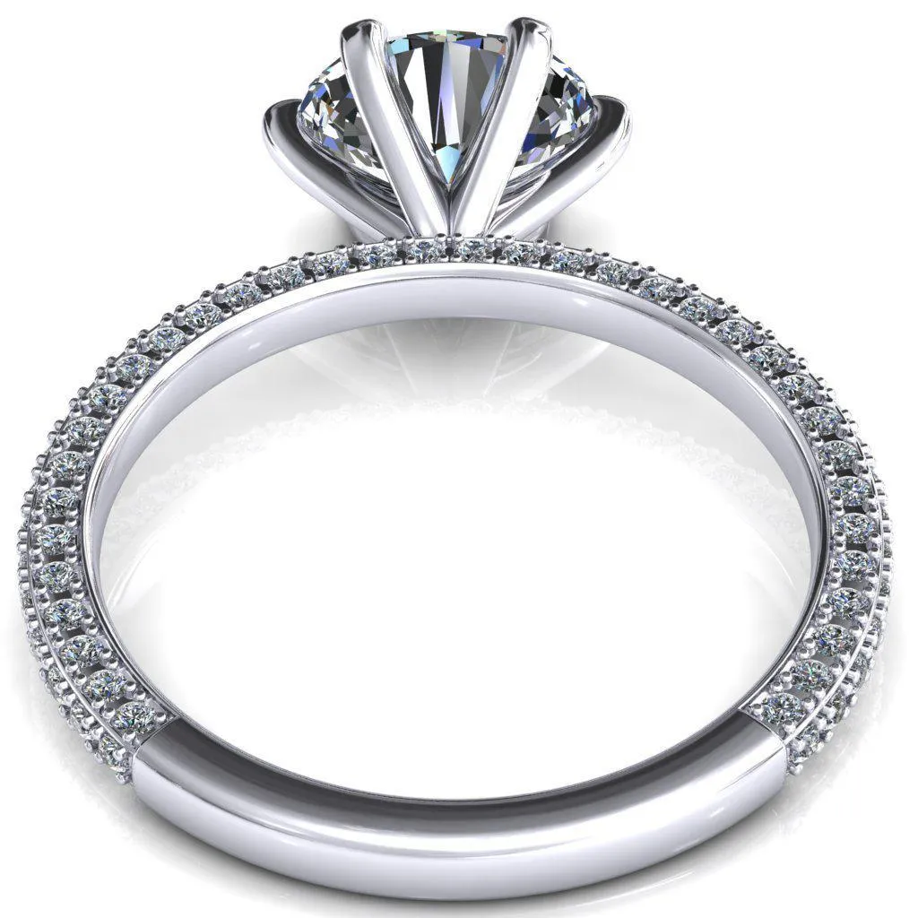 Mariyah Oval Center Stone East-West 6 Prong 3/4 Eternity 3 Sided Diamond Shank Engagement Ring