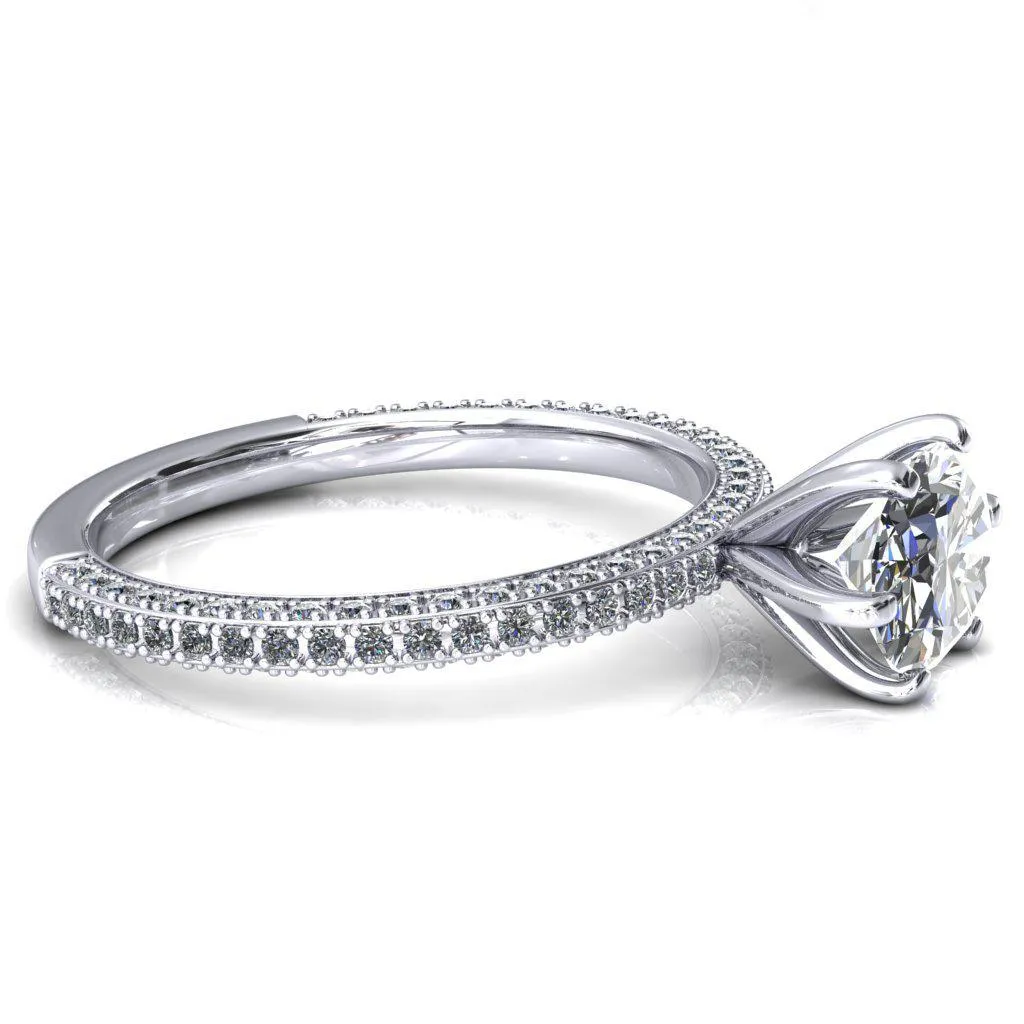 Mariyah Oval Center Stone East-West 6 Prong 3/4 Eternity 3 Sided Diamond Shank Engagement Ring