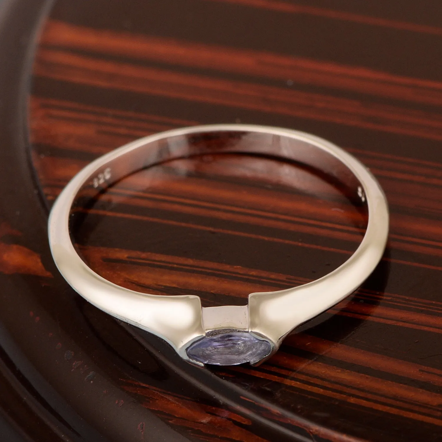 Marquise Cut 0.20 Ctw Tanzanite 925 Sterling Silver Women Wedding Ring