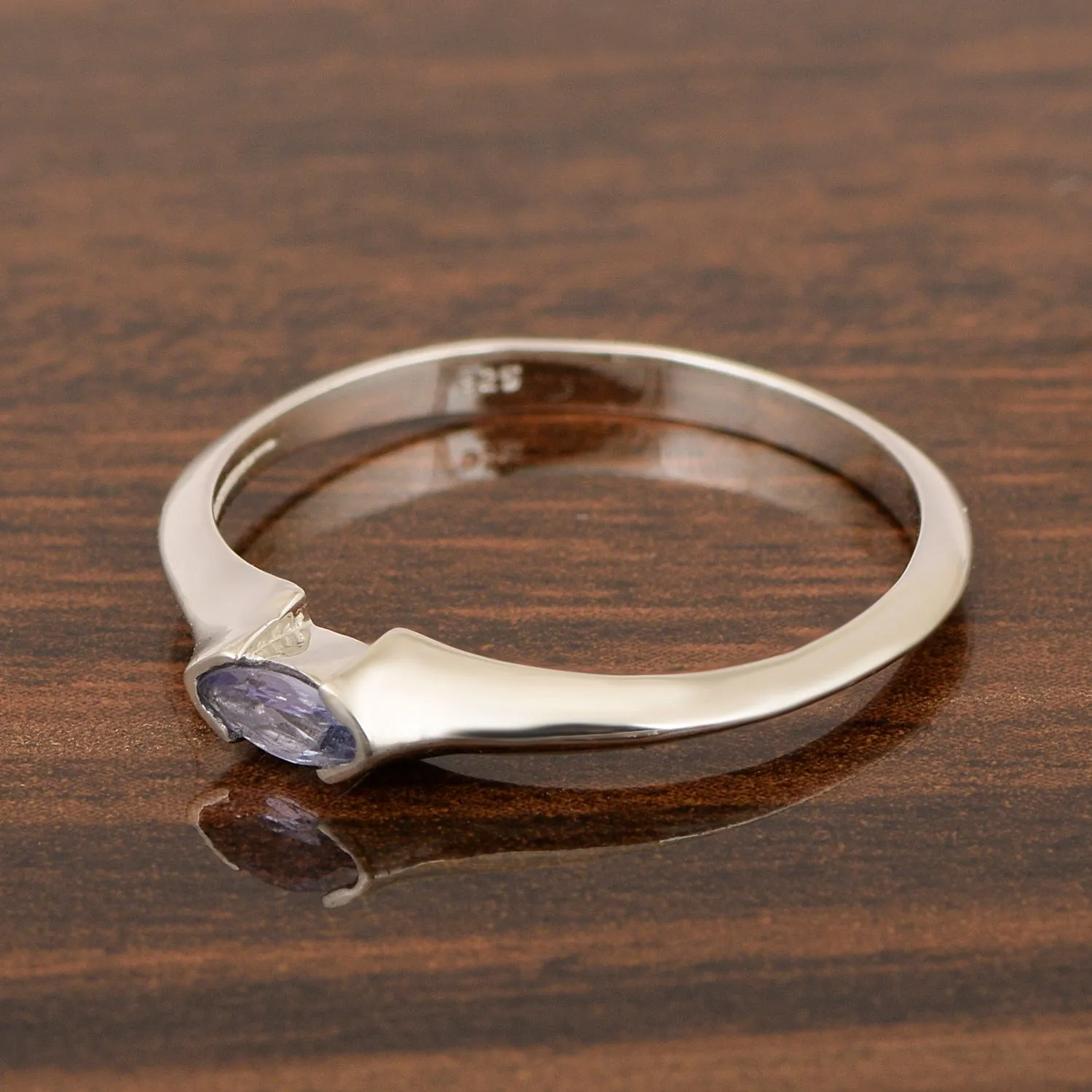 Marquise Cut 0.20 Ctw Tanzanite 925 Sterling Silver Women Wedding Ring