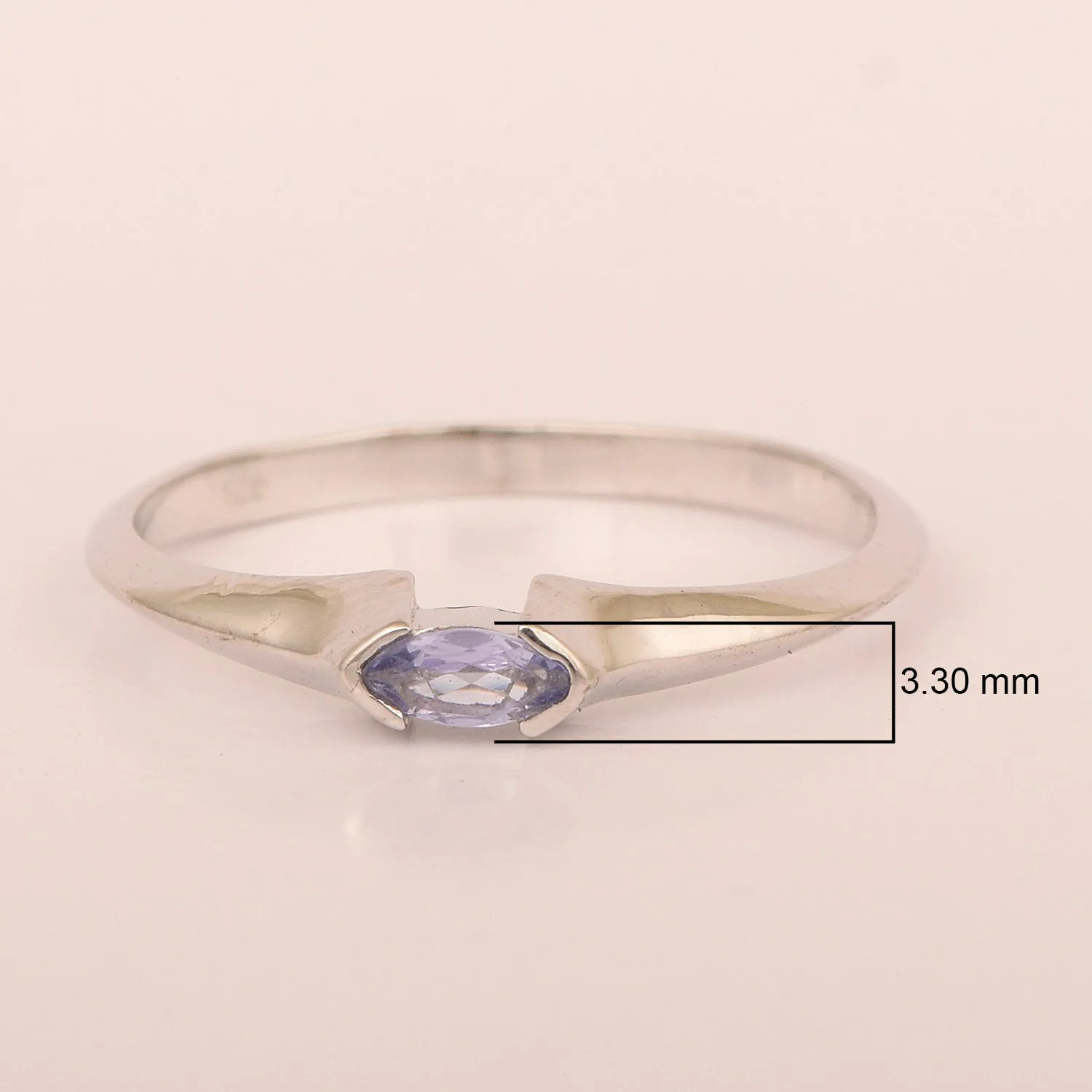 Marquise Cut 0.20 Ctw Tanzanite 925 Sterling Silver Women Wedding Ring