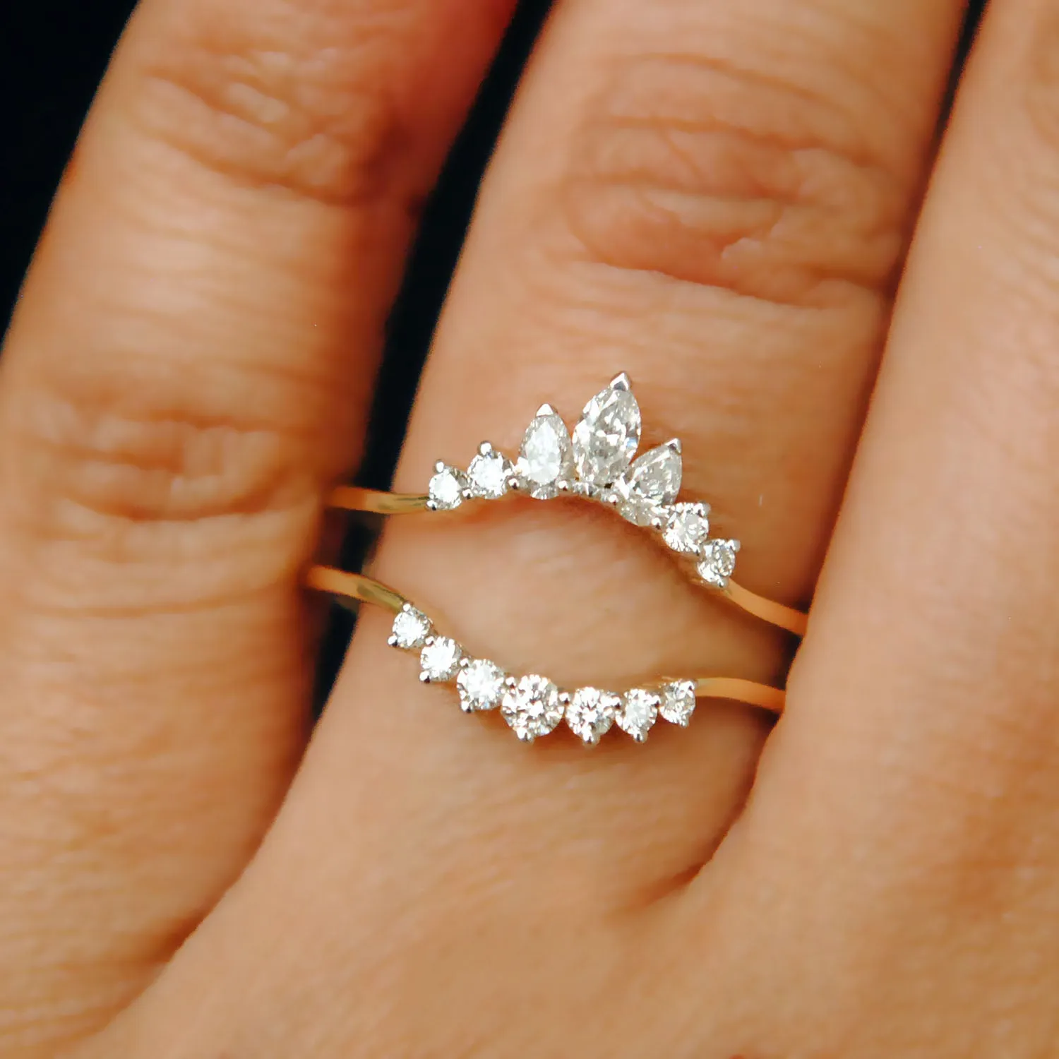 Marquise Pear Diamond Halo Enhancer for Elongated Rings