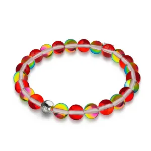Mars Red | Silver | Galaxy Glass Bead Bracelet