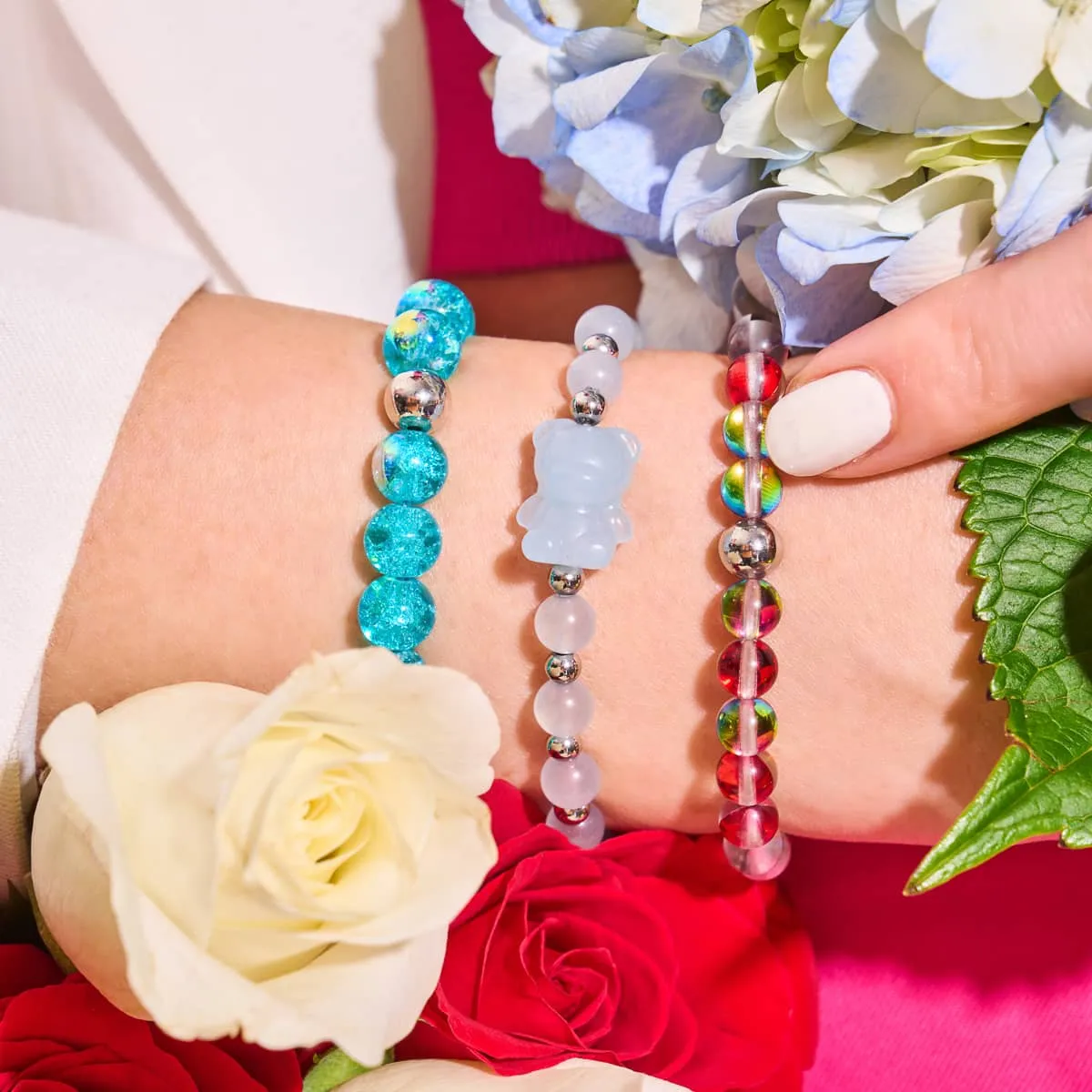 Mars Red | Silver | Galaxy Glass Bead Bracelet