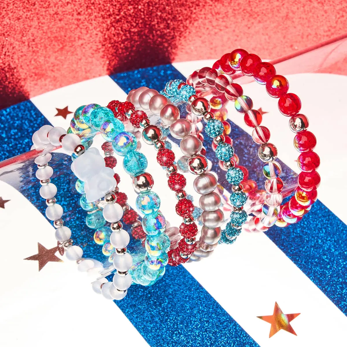 Mars Red | Silver | Galaxy Glass Bead Bracelet
