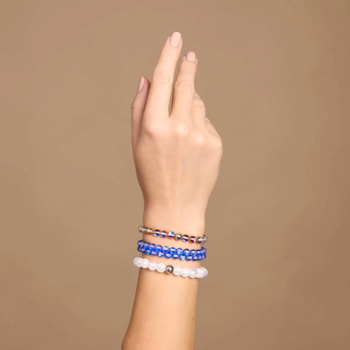 Marshmallow Chrome x White Glitter Glass Bracelet