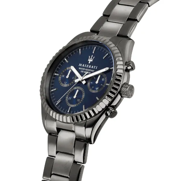 Maserati Competizione Grey Stainless Steel Blue Dial Quartz Watch for Gents - R8853100019
