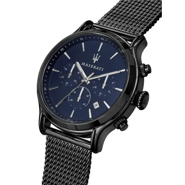 Maserati Epoca Black Mesh Braselet Blue Dial Quartz Watch for Gents - R8873618013