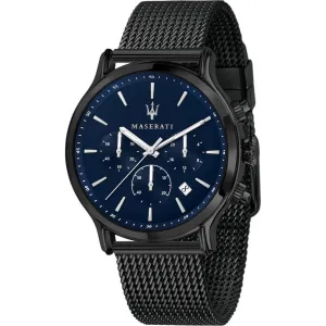 Maserati Epoca Black Mesh Braselet Blue Dial Quartz Watch for Gents - R8873618013
