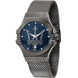 Maserati Potenza Grey Mesh Braselet Blue Dial Quartz Watch for Gents - R8853108005