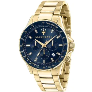 Maserati Sfida Gold Stainless Steel Blue Dial Quartz Watch for Gents - R8873640008