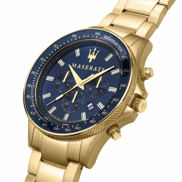 Maserati Sfida Gold Stainless Steel Blue Dial Quartz Watch for Gents - R8873640008
