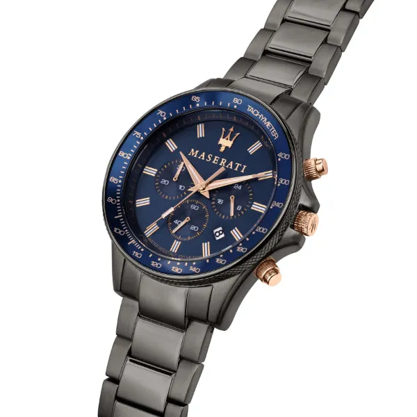 Maserati Sfida Grey Stainless Steel Blue Dial Quartz Watch for Gents - R8873640001