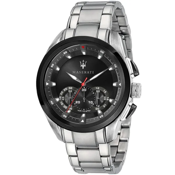 Maserati Traguardo Silver Stainless Steel Black Dial Quartz Watch for Gents - R8873612015