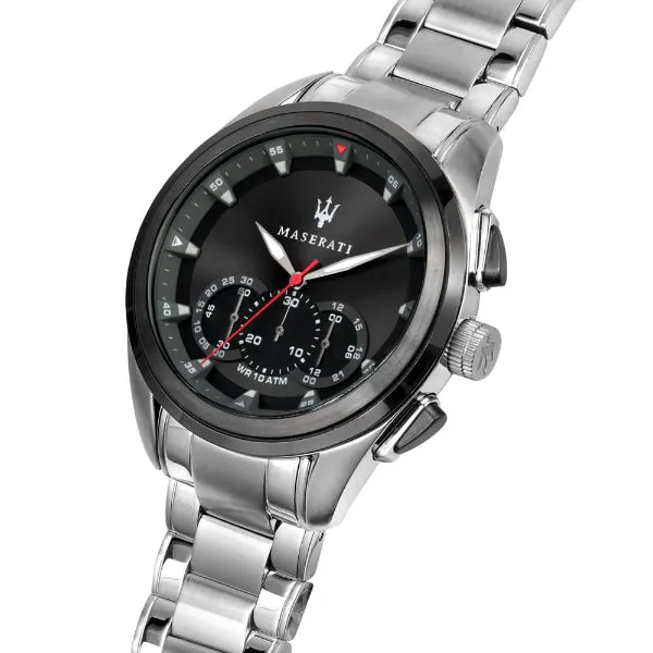 Maserati Traguardo Silver Stainless Steel Black Dial Quartz Watch for Gents - R8873612015