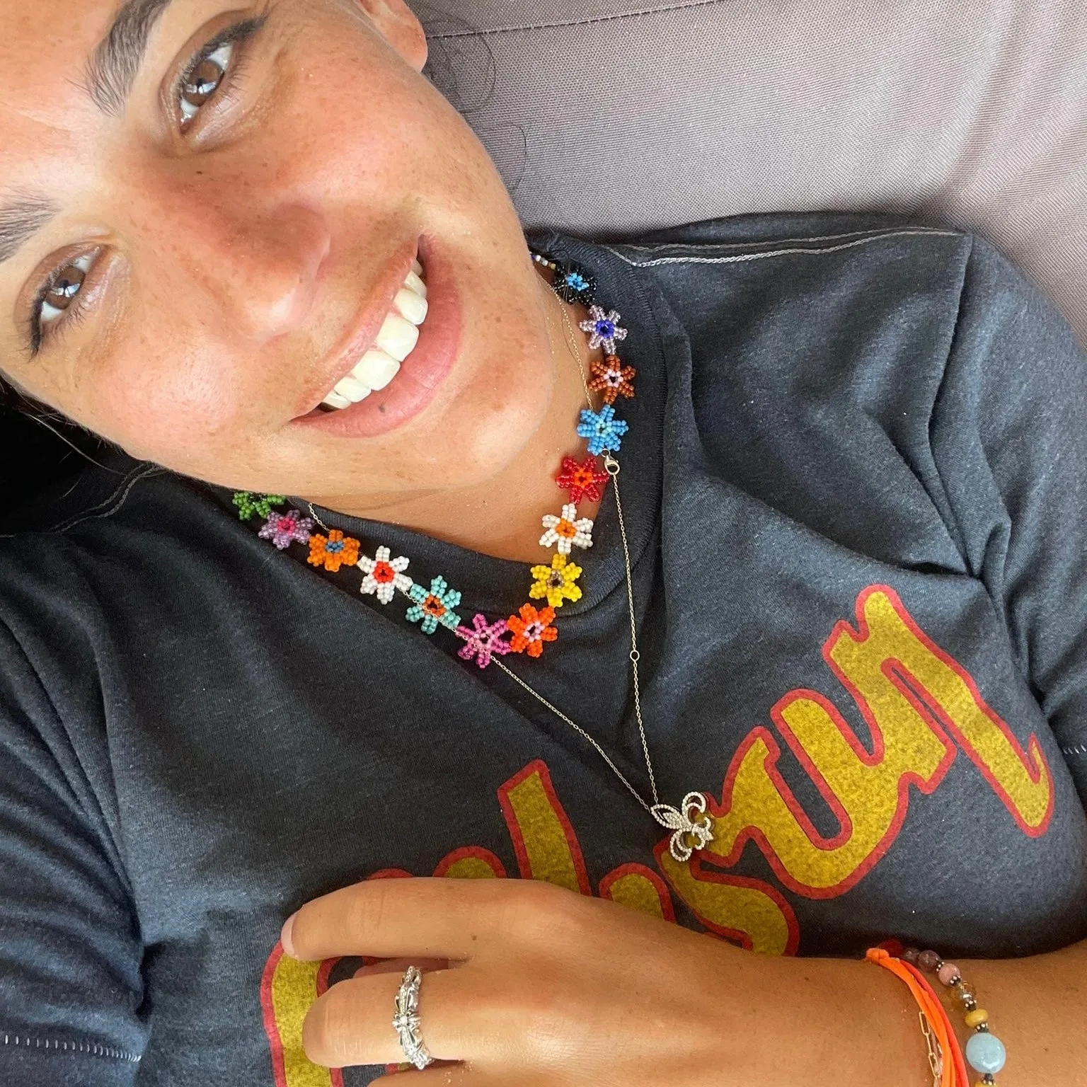 Matilda flowers beaded necklace