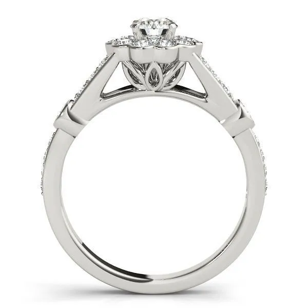 Maude Round Center Stone Two Tone Split Shank Halo Engagement Ring