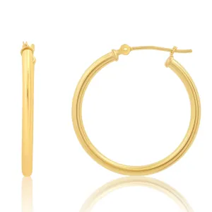 MAX   STONE Solid 14k Gold Hoop Earrings with Click Tops for Women | 1 Inch Yellow Gold