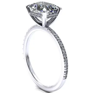 Mayeli Radiant Center Stone East-West 4 Claw Prong Micro Pave Diamond Sides Engagement Ring