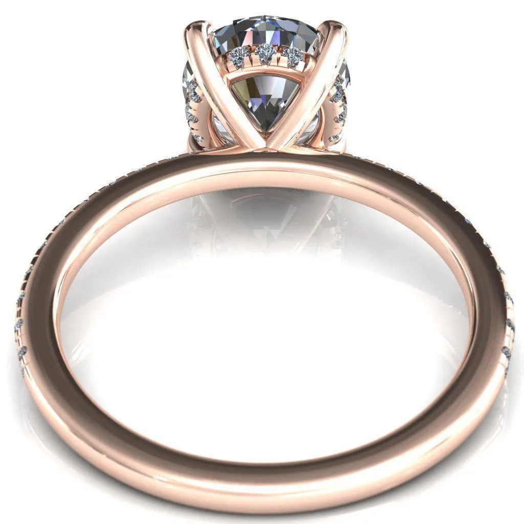 Mayeli Round Center Stone 4 Claw Prong Micro Pave Diamond Sides Engagement Ring