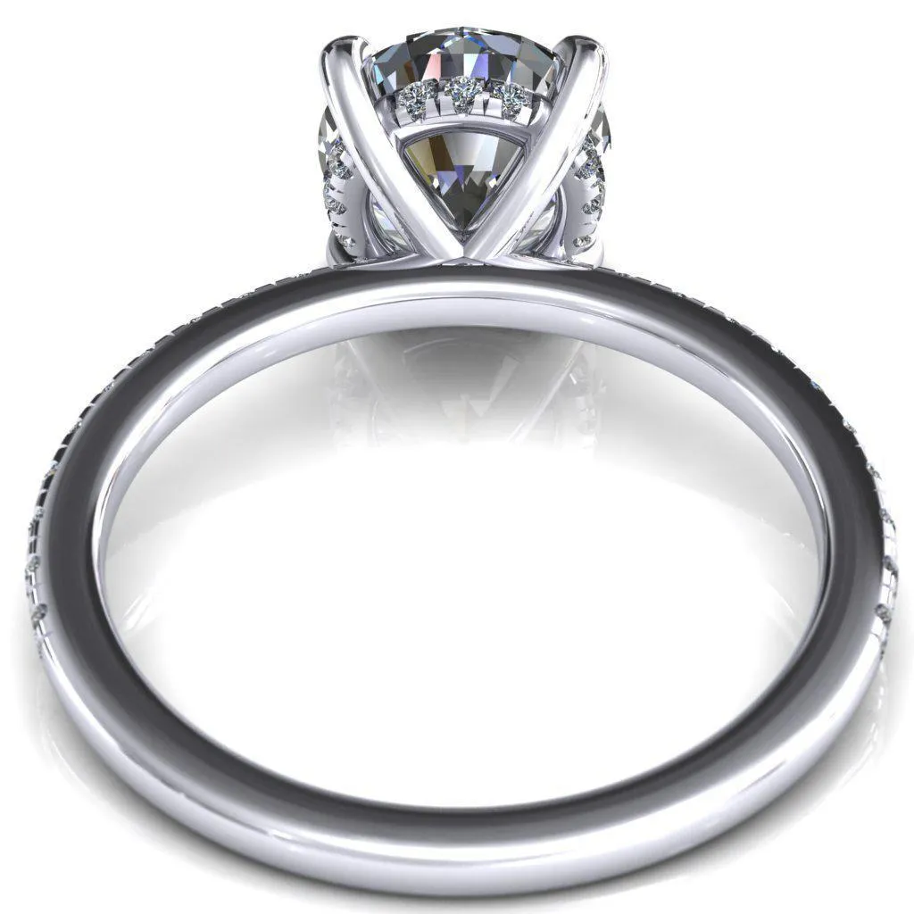 Mayeli Round Center Stone 4 Claw Prong Micro Pave Diamond Sides Engagement Ring