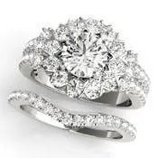 Melinda Round Center Stone Split Shank Halo Engagement Ring