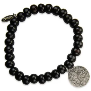 Mens Faceted Bead Cluster Stations Black Irish Linen Bracelet