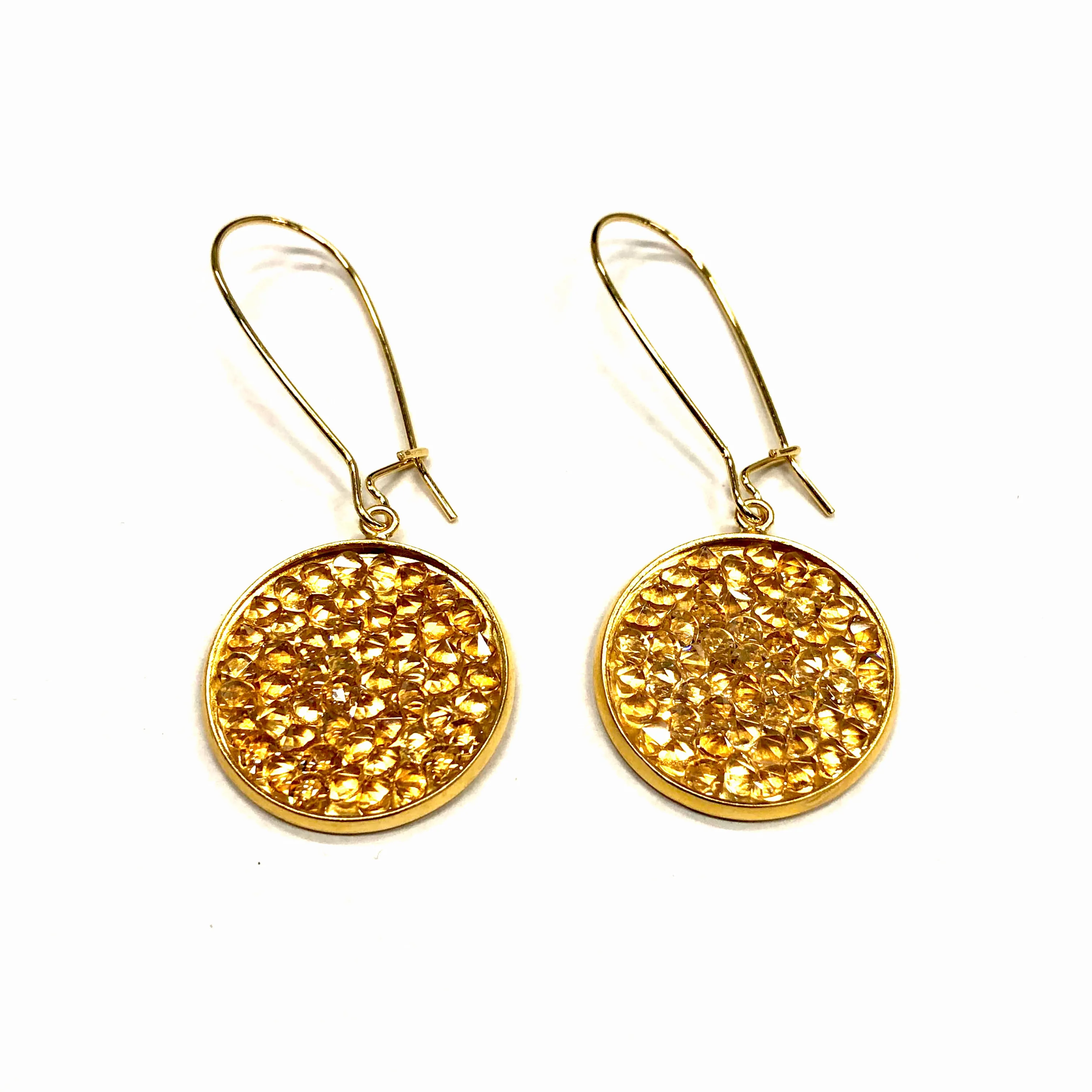 Mia - Sterling silver and black Swarovski crystal pave disc earrings
