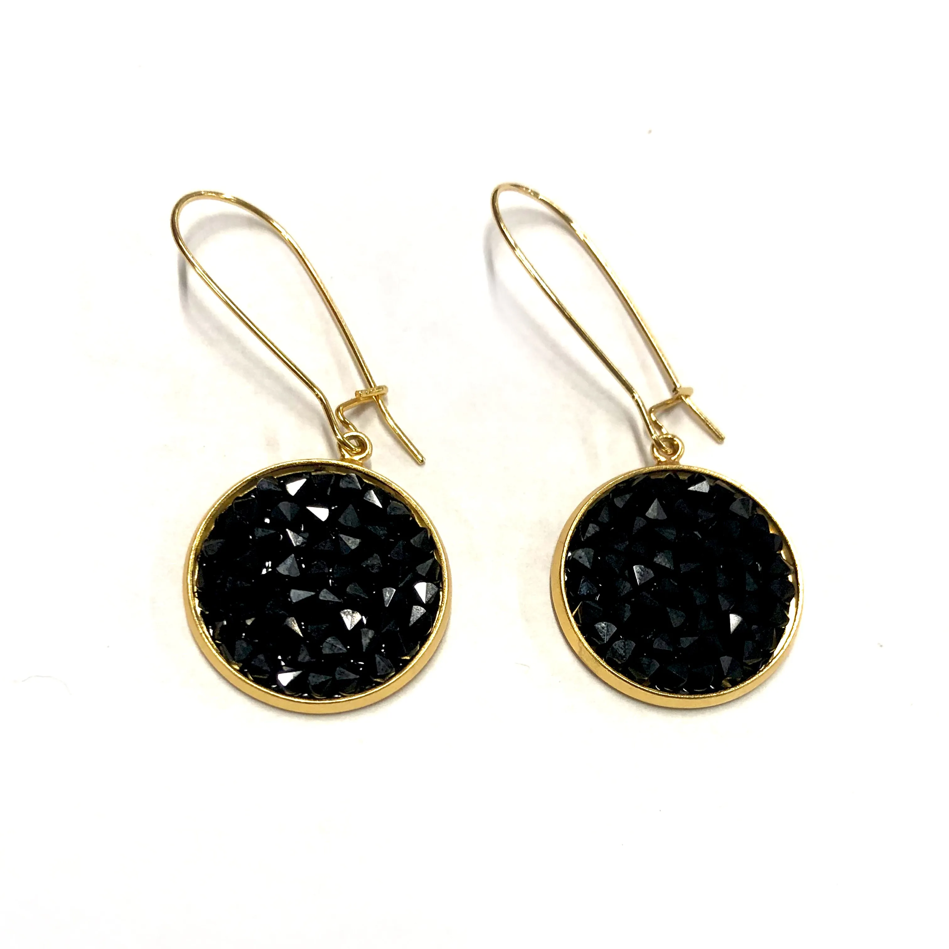 Mia - Sterling silver and clear Swarovski crystal pave disc earrings