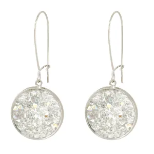 Mia - Sterling silver and clear Swarovski crystal pave disc earrings