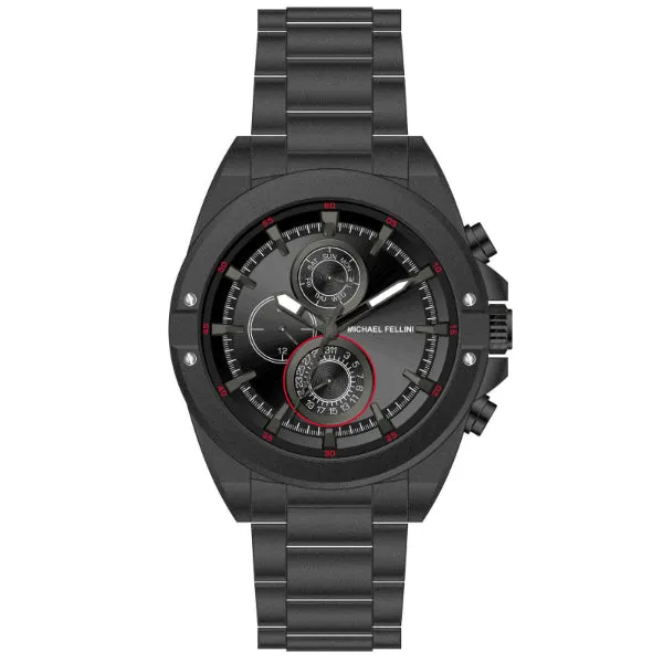 Michael Fellini Black Stainless Steel Black Dial Chronograph Quartz Watch for Gents - MF-2345-06